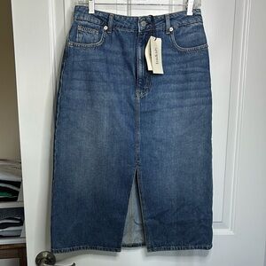 ba&sh Blue Denim Midi Skirt